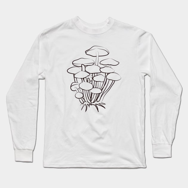 Mushroom Hand Drawn Long Sleeve T-Shirt by KC Happy Shop